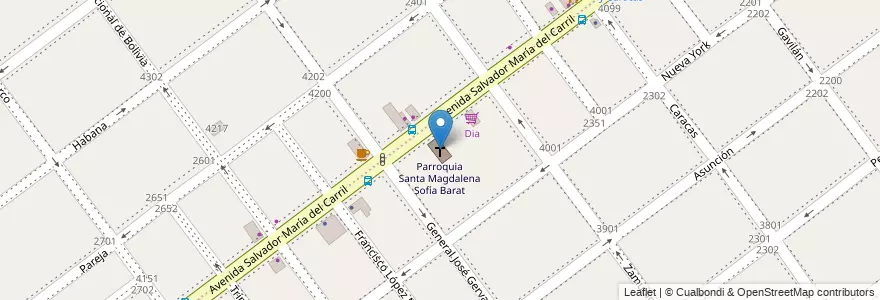 Mapa de ubicacion de Parroquia Santa Magdalena Sofía Barat, Agronomia en آرژانتین, Ciudad Autónoma De Buenos Aires, Buenos Aires, Comuna 15.