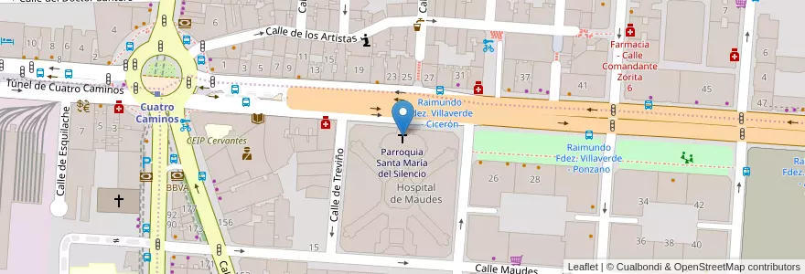 Mapa de ubicacion de Parroquia Santa María del Silencio en 西班牙, Comunidad De Madrid, Comunidad De Madrid, Área Metropolitana De Madrid Y Corredor Del Henares, Madrid.
