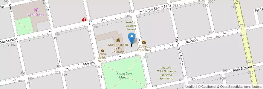 Mapa de ubicacion de Parroquia Santa María en Arjantin, Río Negro, Departamento Pichi Mahuida, Río Colorado.