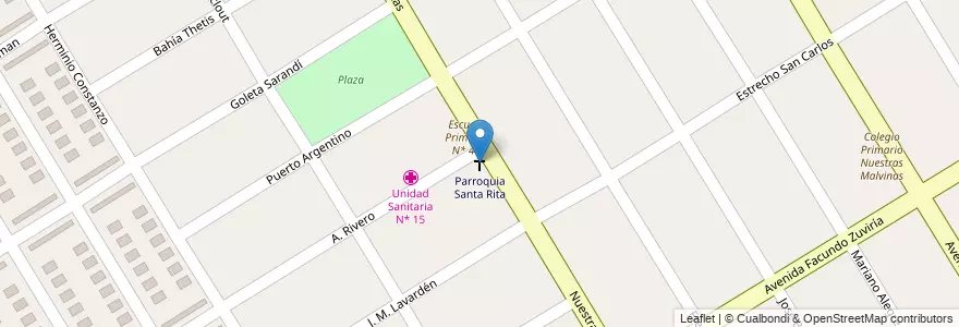 Mapa de ubicacion de Parroquia Santa Rita en 阿根廷, 布宜诺斯艾利斯省, Partido De Esteban Echeverría, Monte Grande.