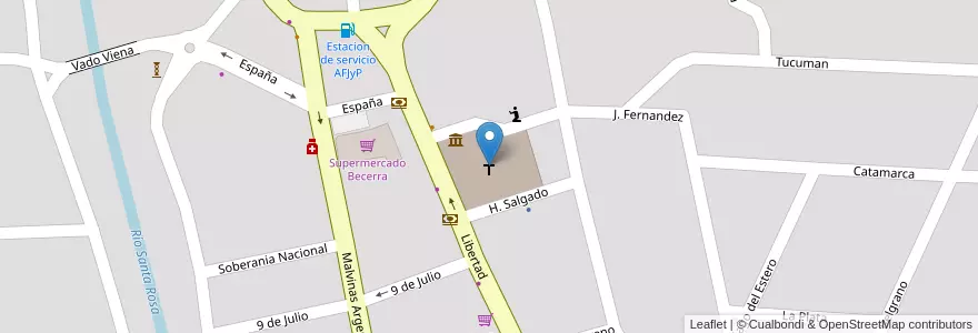 Mapa de ubicacion de Parroquia Santa Rosa de Lima en Argentine, Córdoba, Departamento Calamuchita, Pedanía Monsalvo, Municipio De Santa Rosa De Calamuchita, Santa Rosa De Calamuchita.