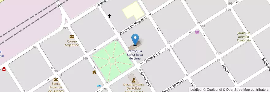 Mapa de ubicacion de Parroquia Santa Rosa de Lima en Arjantin, Buenos Aires, Partido De Trenque Lauquen, Cuartel Treinta De Agosto, Treinta De Agosto.