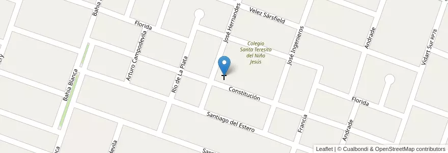 Mapa de ubicacion de Parroquia Santa Teresita del Niño Jesus en Arjantin, San Juan, Şili, Rawson.