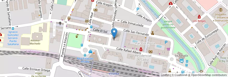 Mapa de ubicacion de Parroquia Santísima Trinidad de Villalba en Spanien, Autonome Gemeinschaft Madrid, Autonome Gemeinschaft Madrid, Cuenca Del Guadarrama, Collado Villalba.