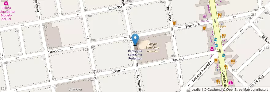 Mapa de ubicacion de Parroquia Santísimo Redentor en Argentinië, Buenos Aires, Partido De La Matanza, Ramos Mejía.