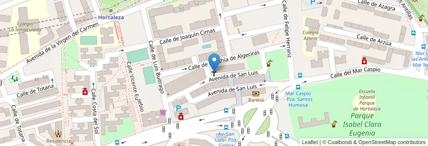 Mapa de ubicacion de Parroquia Virgen del Castillo en スペイン, マドリード州, Comunidad De Madrid, Área Metropolitana De Madrid Y Corredor Del Henares, Madrid.