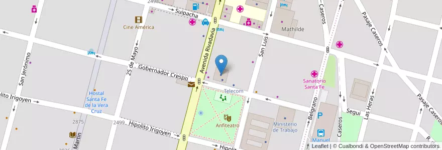 Mapa de ubicacion de Partido Justicialista de Santa Fe en الأرجنتين, سانتا في, إدارة العاصمة, سانتا في العاصمة, سانتا في.