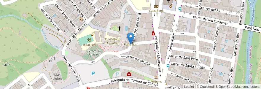 Mapa de ubicacion de Pas a Dos en Испания, Каталония, Барселона, Bages, Sant Joan De Vilatorrada.
