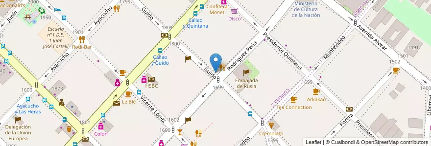 Mapa de ubicacion de Pasadena, Recoleta en アルゼンチン, Ciudad Autónoma De Buenos Aires, Comuna 2, Comuna 1, ブエノスアイレス.