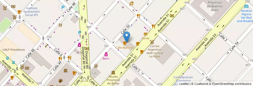 Mapa de ubicacion de Pasaje Rodrigo, Casco Urbano en 阿根廷, 布宜诺斯艾利斯省, Partido De La Plata, La Plata.