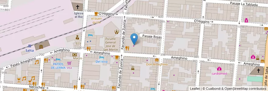 Mapa de ubicacion de Paseo Ameghino en الأرجنتين, Salta, Capital, Municipio De Salta, Salta.