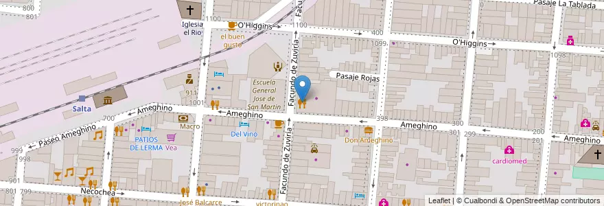 Mapa de ubicacion de Paseo Ameghino en الأرجنتين, Salta, Capital, Municipio De Salta, Salta.