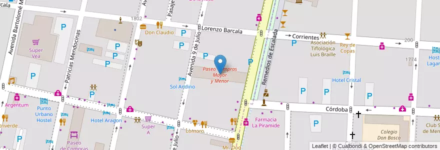 Mapa de ubicacion de Paseo Compras Mayor y Menor en Argentina, Cile, Mendoza, Departamento Capital, Ciudad De Mendoza.