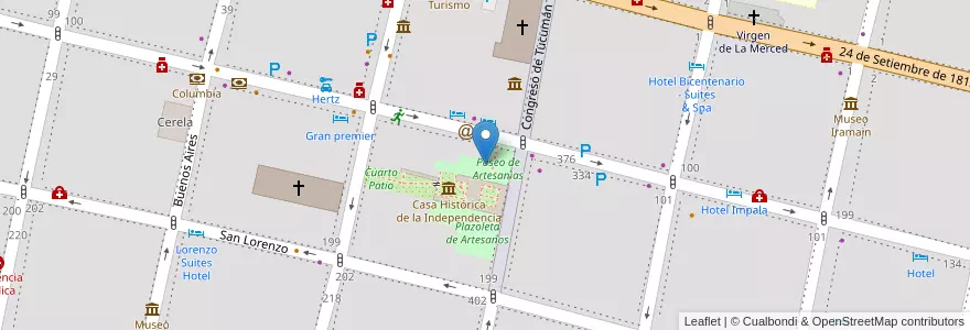 Mapa de ubicacion de Paseo de Artesanias en 阿根廷, Tucumán, San Miguel De Tucumán, Departamento Capital, San Miguel De Tucumán.