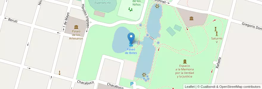 Mapa de ubicacion de Paseo de Botes en الأرجنتين, سانتا في, Departamento Las Colonias, Municipio De Esperanza, Esperanza.
