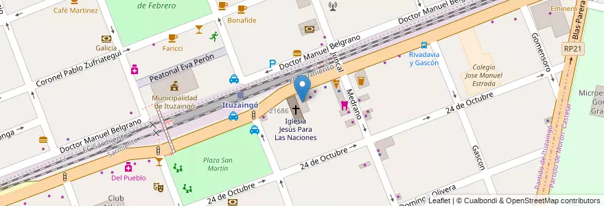 Mapa de ubicacion de Paseo de compras El Punto en Аргентина, Буэнос-Айрес, Partido De Ituzaingó, Ituzaingó.