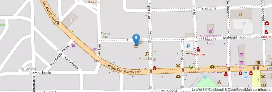 Mapa de ubicacion de Paseo de compras la placita en Argentinien, Misiones, Departamento Eldorado, Municipio De Eldorado, Eldorado.