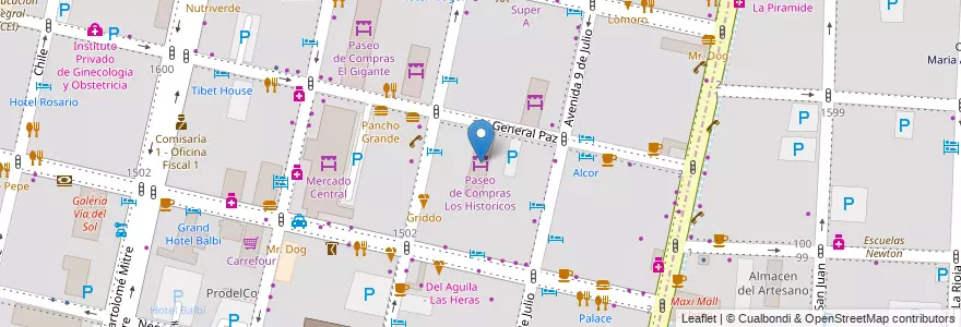 Mapa de ubicacion de Paseo de Compras Los Historicos en Аргентина, Чили, Мендоса, Departamento Capital, Ciudad De Mendoza.