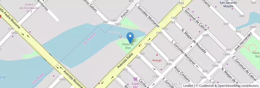 Mapa de ubicacion de Paseo de Dios en Аргентина, Чако, Departamento San Fernando, Ресистенсия, Resistencia.