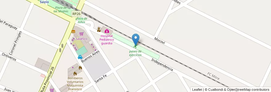 Mapa de ubicacion de paseo de ejercicios en アルゼンチン, ブエノスアイレス州, Partido De Escobar, Maquinista Savio.
