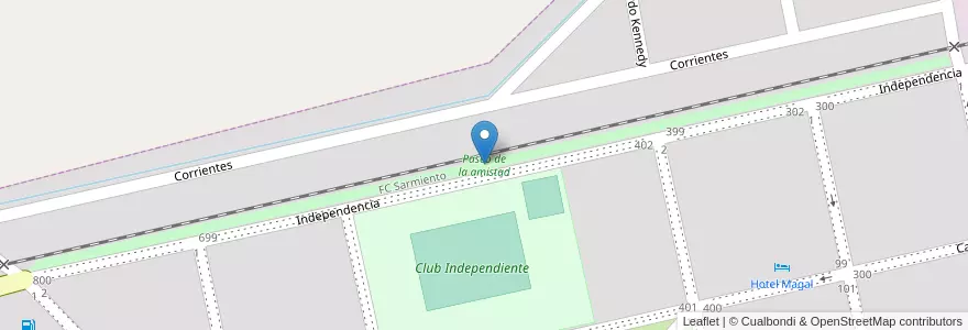 Mapa de ubicacion de Paseo de la amistad en Arjantin, Buenos Aires, Partido De Rivadavia, América.
