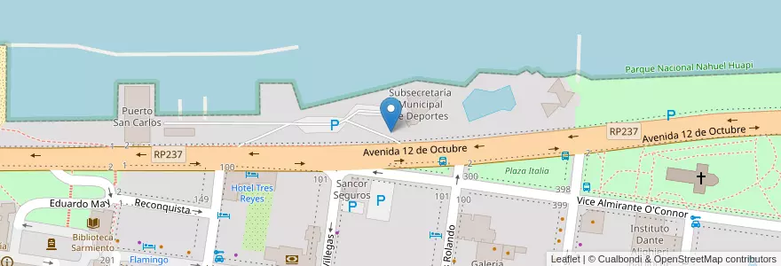 Mapa de ubicacion de Paseo de la Costanera en 阿根廷, 智利, 内格罗河省, Departamento Bariloche, Municipio De San Carlos De Bariloche, San Carlos De Bariloche.
