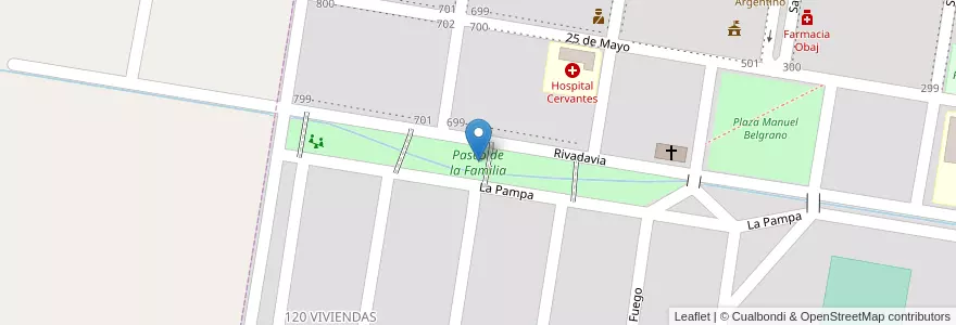 Mapa de ubicacion de Paseo de la Familia en 아르헨티나, 리오네그로주, Departamento General Roca, Municipio De Cervantes, Cervantes.