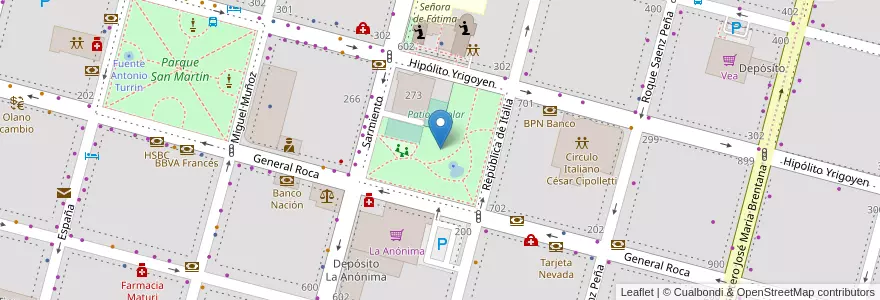 Mapa de ubicacion de Paseo de la familia en Argentina, Chile, Río Negro Province, Cipolletti, Departamento General Roca.
