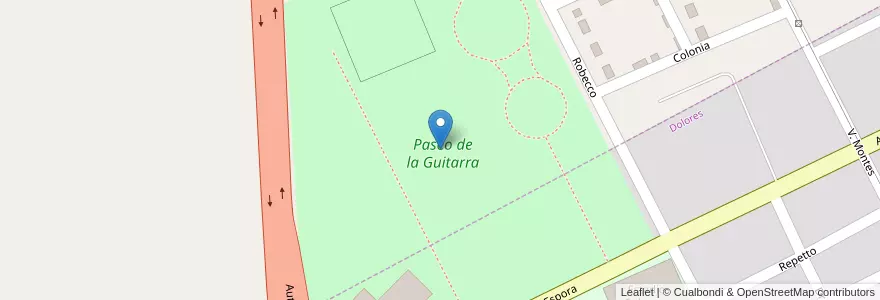 Mapa de ubicacion de Paseo de la Guitarra en 阿根廷, 布宜诺斯艾利斯省, Partido De Dolores.