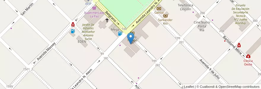 Mapa de ubicacion de Paseo de la Plaza en アルゼンチン, ブエノスアイレス州, Partido De Lincoln.