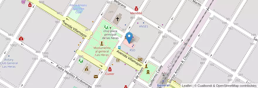 Mapa de ubicacion de Paseo de la plaza en Argentine, Province De Buenos Aires, Partido De General Las Heras, General Las Heras.