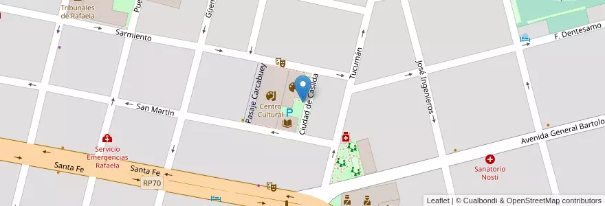 Mapa de ubicacion de Paseo de las artes en Arjantin, Santa Fe, Departamento Castellanos, Municipio De Rafaela.