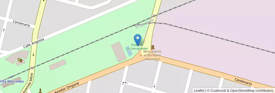 Mapa de ubicacion de Paseo de los Inmigrantes en アルゼンチン, サンルイス州, General Pedernera, Villa Mercedes, Municipio De Villa Mercedes.