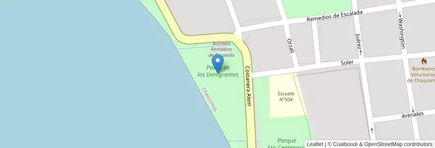 Mapa de ubicacion de Paseo de los Inmigrantes en アルゼンチン, ブエノスアイレス州, Partido De Chascomús.