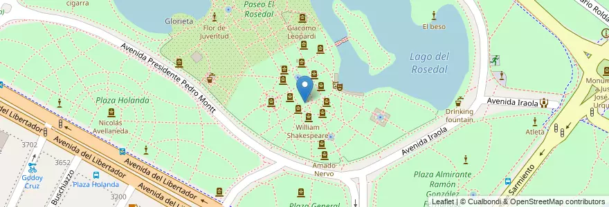 Mapa de ubicacion de Paseo de los Poetas, Palermo en Argentine, Ciudad Autónoma De Buenos Aires, Buenos Aires, Comuna 14.