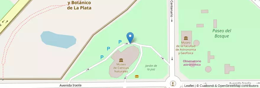 Mapa de ubicacion de Paseo del Bosque, Casco Urbano en Argentinien, Provinz Buenos Aires, Partido De La Plata, La Plata.