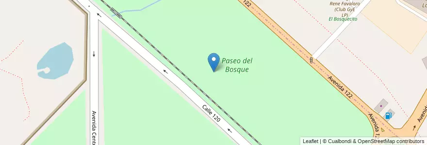 Mapa de ubicacion de Paseo del Bosque, Casco Urbano en アルゼンチン, ブエノスアイレス州, Partido De La Plata, La Plata.