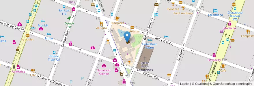 Mapa de ubicacion de Paseo Del Buen Pastor en Argentinien, Provinz Córdoba, Departamento Capital, Pedanía Capital, Córdoba, Municipio De Córdoba.