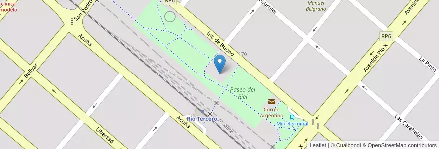 Mapa de ubicacion de Paseo del Riel en Arjantin, Córdoba, Departamento Tercero Arriba, Municipio De Río Tercero, Pedanía Salto, Río Tercero.