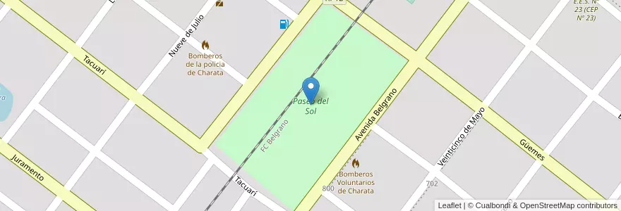 Mapa de ubicacion de Paseo del Sol en الأرجنتين, Chaco, Departamento Chacabuco, Municipio De Charata, Charata.