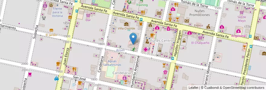 Mapa de ubicacion de Paseo del Sol en الأرجنتين, سانتا في, Departamento Rosario, Municipio De Funes, Funes.