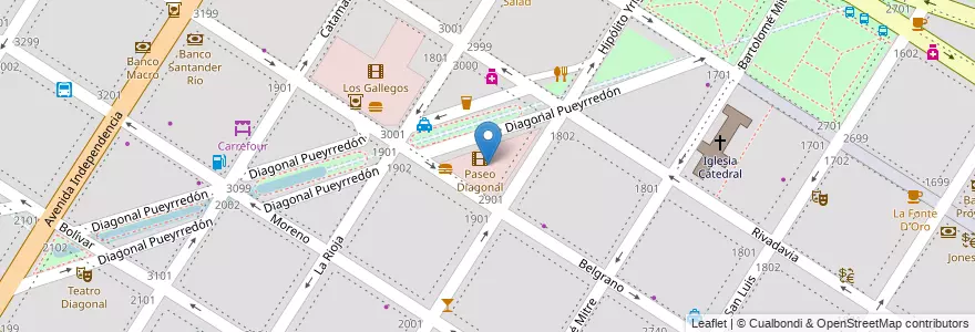 Mapa de ubicacion de Paseo Diagonal en الأرجنتين, بوينس آيرس, Partido De General Pueyrredón, مار ديل بلاتا.