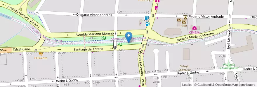 Mapa de ubicacion de Paseo Don Orione en آرژانتین, Mendoza, شیلی, Godoy Cruz, Departamento Capital, Distrito Ciudad De Godoy Cruz, Ciudad De Mendoza.