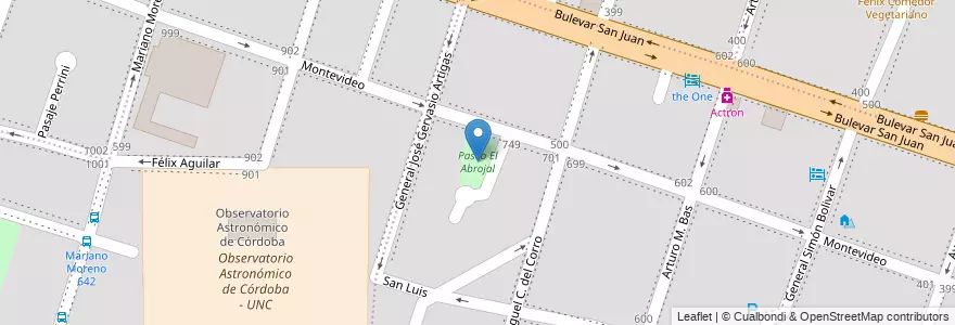 Mapa de ubicacion de Paseo El Abrojal en Argentina, Córdoba, Departamento Capital, Pedanía Capital, Córdoba, Municipio De Córdoba.