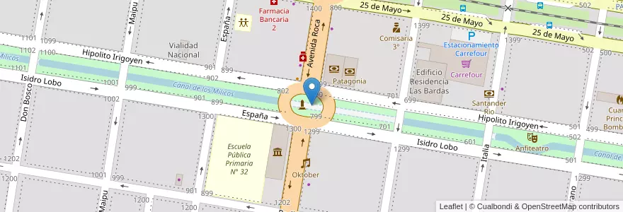 Mapa de ubicacion de Paseo "El Canalito" en アルゼンチン, リオネグロ州, General Roca, Departamento General Roca, General Roca.