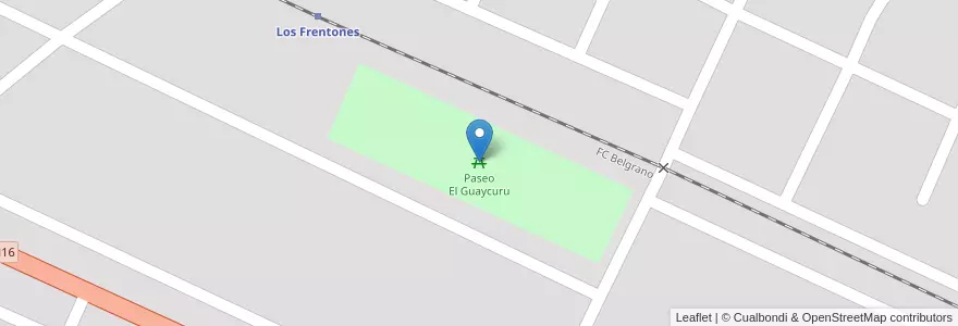 Mapa de ubicacion de Paseo El Guaycuru en 阿根廷, Chaco, Almirante Brown, Los Frentones, Los Frentones.