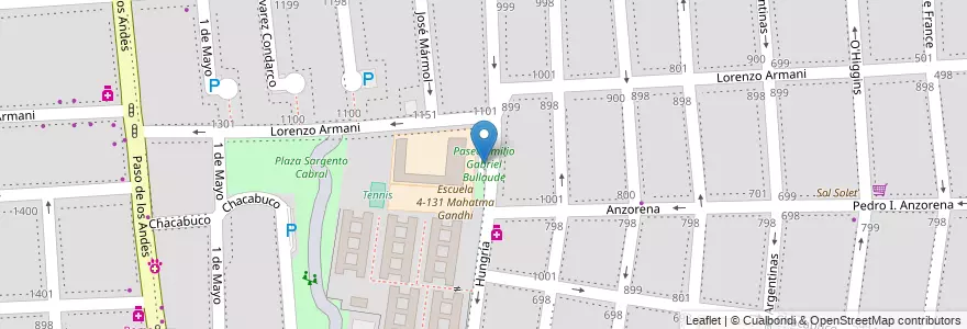 Mapa de ubicacion de Paseo Emilio Gabriel Bullaude en アルゼンチン, チリ, メンドーサ州, Godoy Cruz, Departamento Godoy Cruz, Distrito Ciudad De Godoy Cruz.