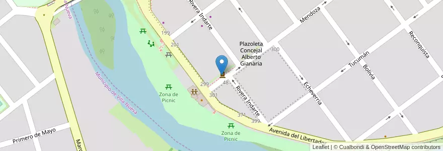 Mapa de ubicacion de Paseo Ernesto Che Guevara en 阿根廷, Córdoba, Departamento General San Martín, Pedanía Villa María, Municipio De Villa María, Villa María, Municipio De Villa Nueva.