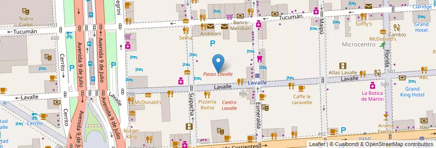 Mapa de ubicacion de Paseo Lavalle, San Nicolas en Аргентина, Буэнос-Айрес, Comuna 1, Буэнос-Айрес.