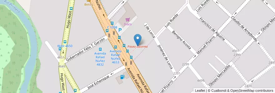 Mapa de ubicacion de Paseo Lucerna en アルゼンチン, コルドバ州, Departamento Capital, Pedanía Capital, Córdoba, Municipio De Córdoba.